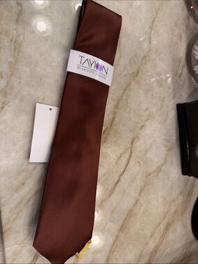 Tayion by Montee Holland Men's Solid Brown Tie NWT